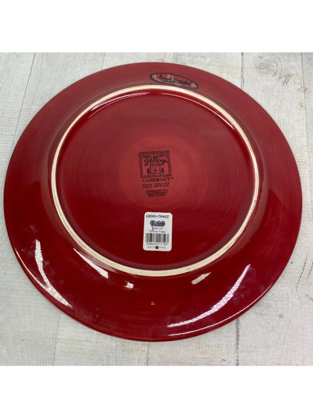 Tabletops AVELLINO CABERNET Hand Painted Red Earthenware Dinner Plates Set 2 NEW